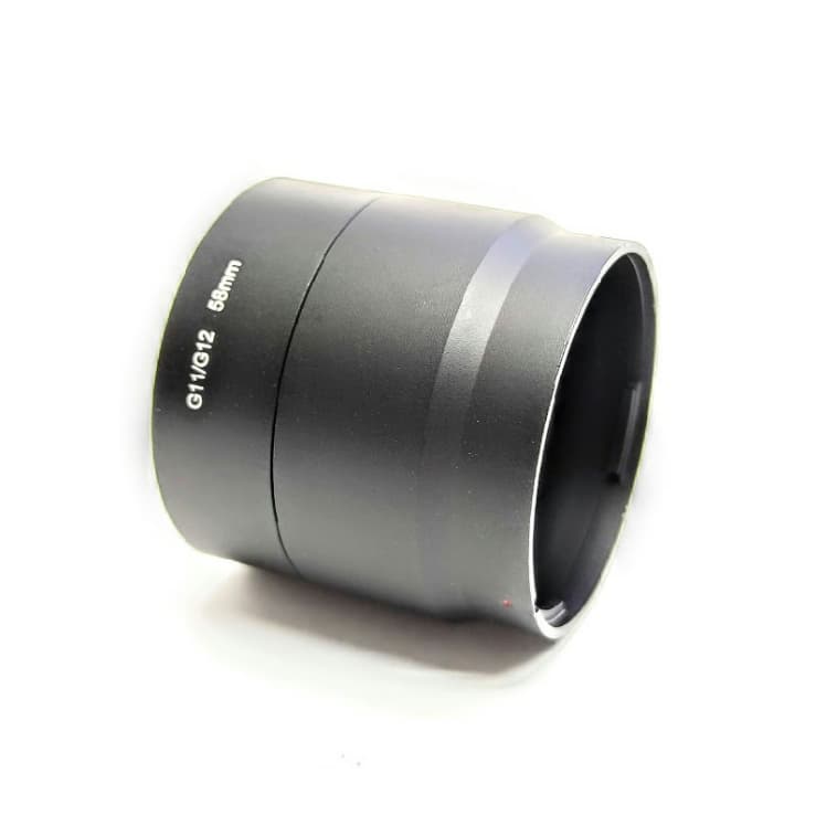 Tubo adaptador Canon G11 G12 58MM Filtro lente Fisheye em mãos