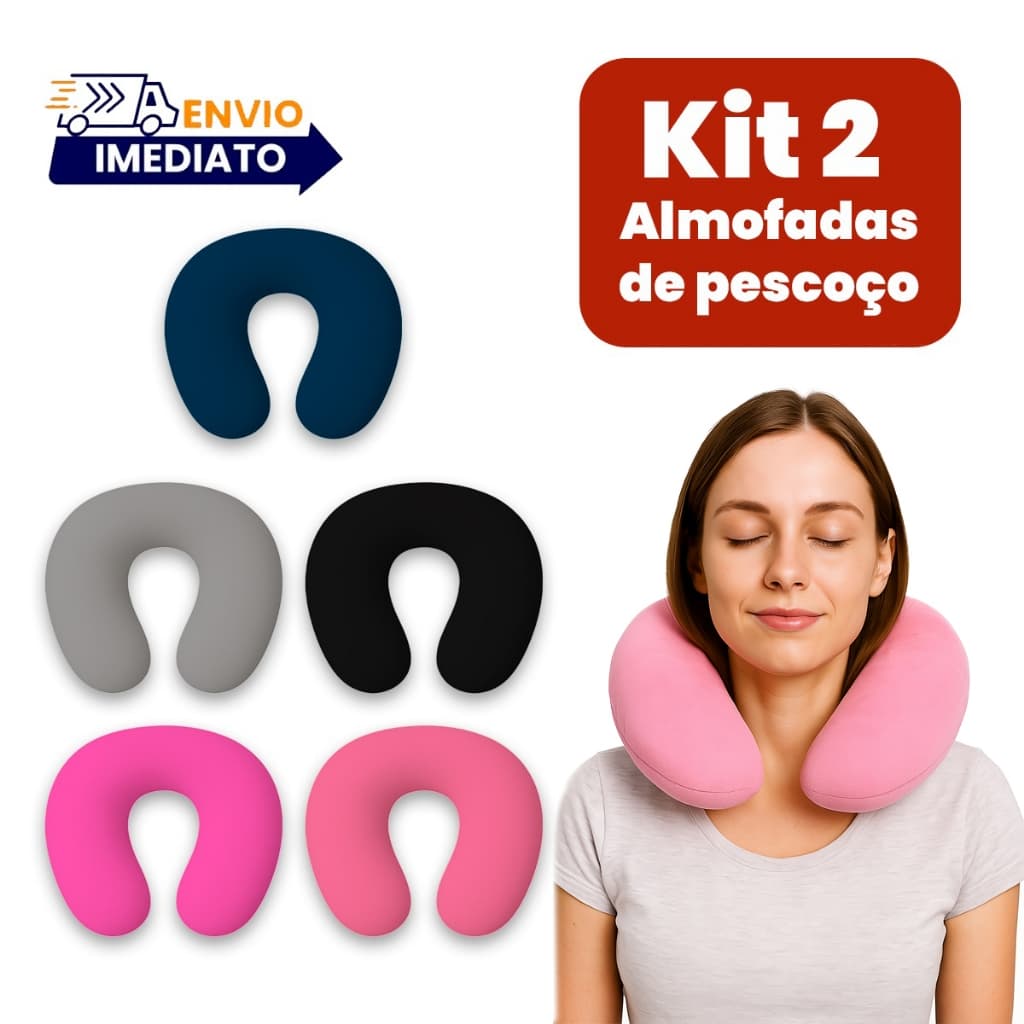 kit 2 Travesseiros Luxos Protetor E Descanso Para Pescoço Viagens Leitura Lindos Várias Cores