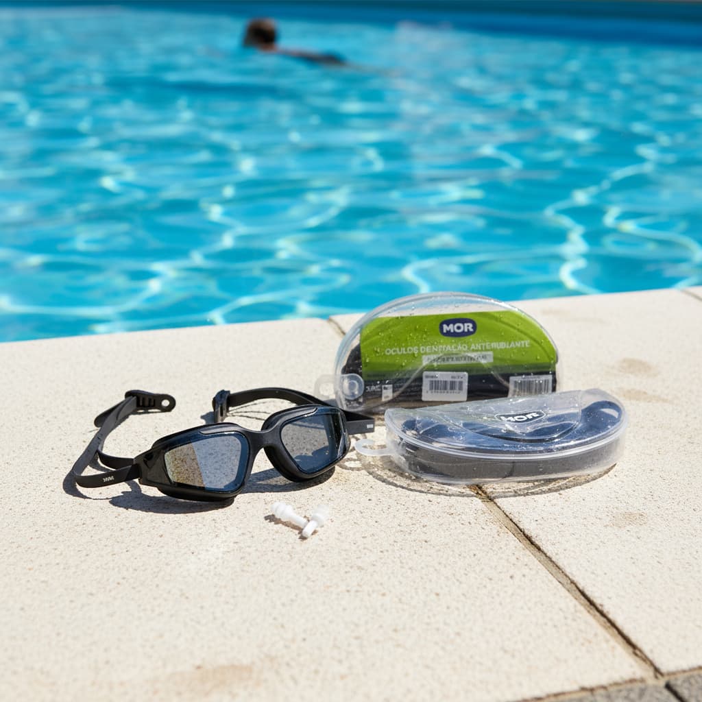 Óculos Natação Profissional Policarbo Antiembaçante C Estojo
