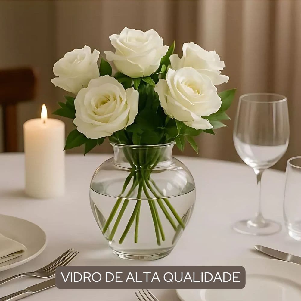 Vaso de Vidro Âmbar Florença Elegante  Flores e Decoração de Centro de Mesa Casamento Chá de Bebê