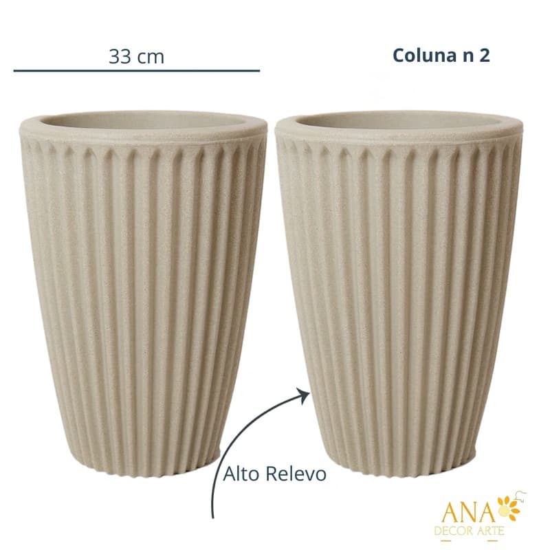 Kit 2 Vasos Romana n• 2 / 46,5x 33 x 21 Grande de Polietileno Varandas Jardins