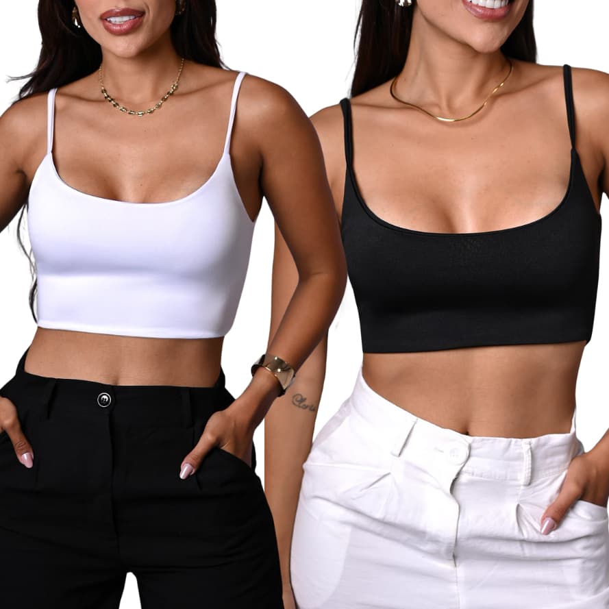 Kit 2 Cropped Alça Suplex Blogueira Top Verão Modelo Blusa