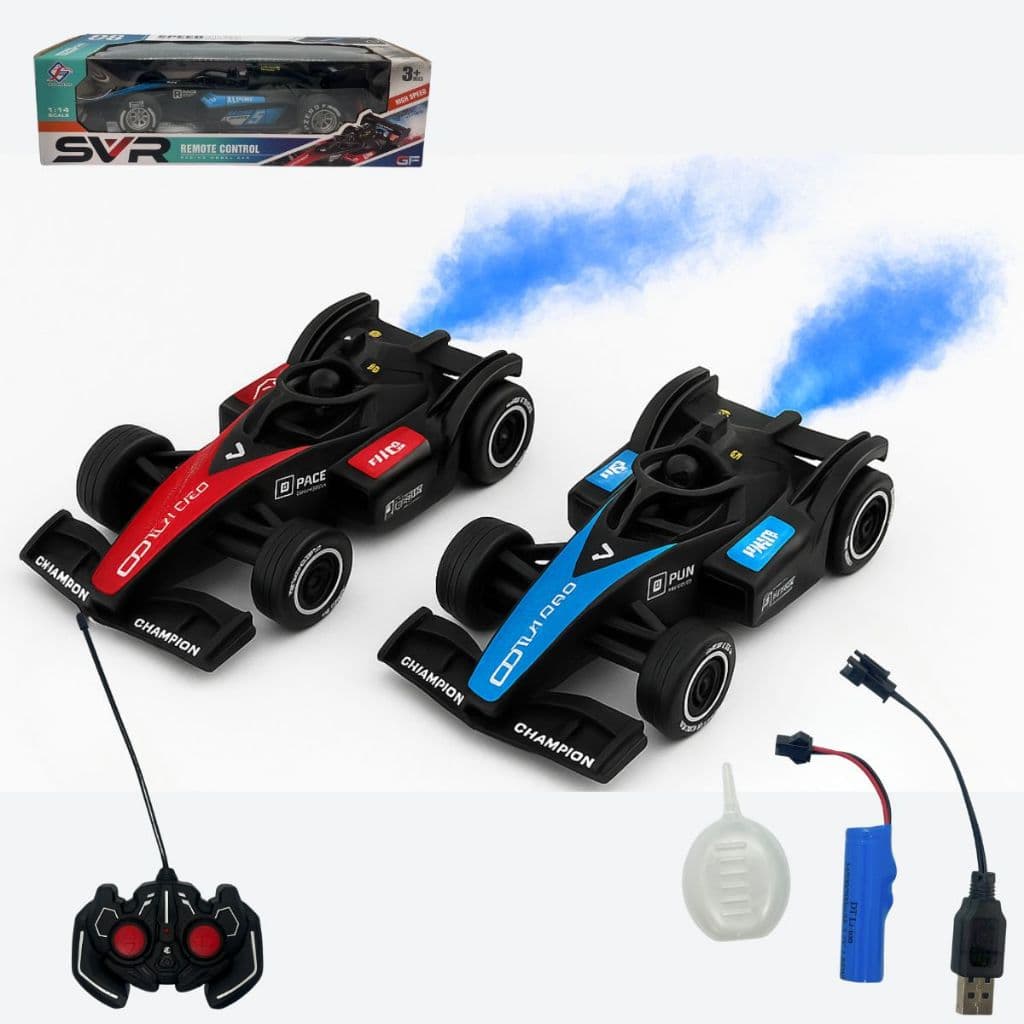 Carro F1 Recarregável Corrida Controle Remoto Solta Fumaça Rapido Veloz Formula 1 Carrinho Controle