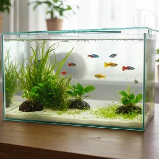 Aquário N4 Retangular 13 Litros Beta 35x17x22cm beteira vidro para Peixes ornamental plantas natural ou aarfiticial