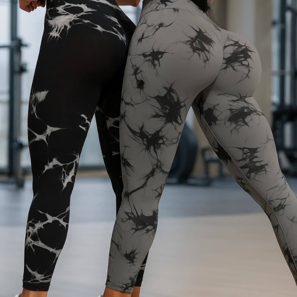 Kit 2 Calças Legging Tie Dye Academia Feminina Esportiva Fitness Levanta Bumbum Zero Transparência