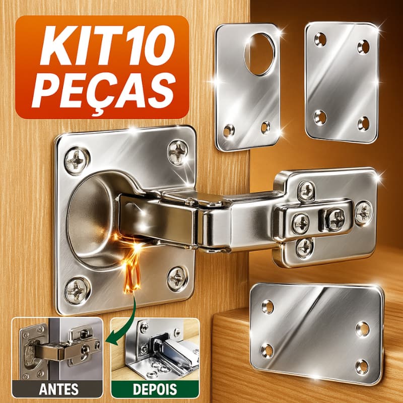 Kit 10 Placas Reparo De Porta Dobradiça Armário MDF Pen Tech Porta Cozinha