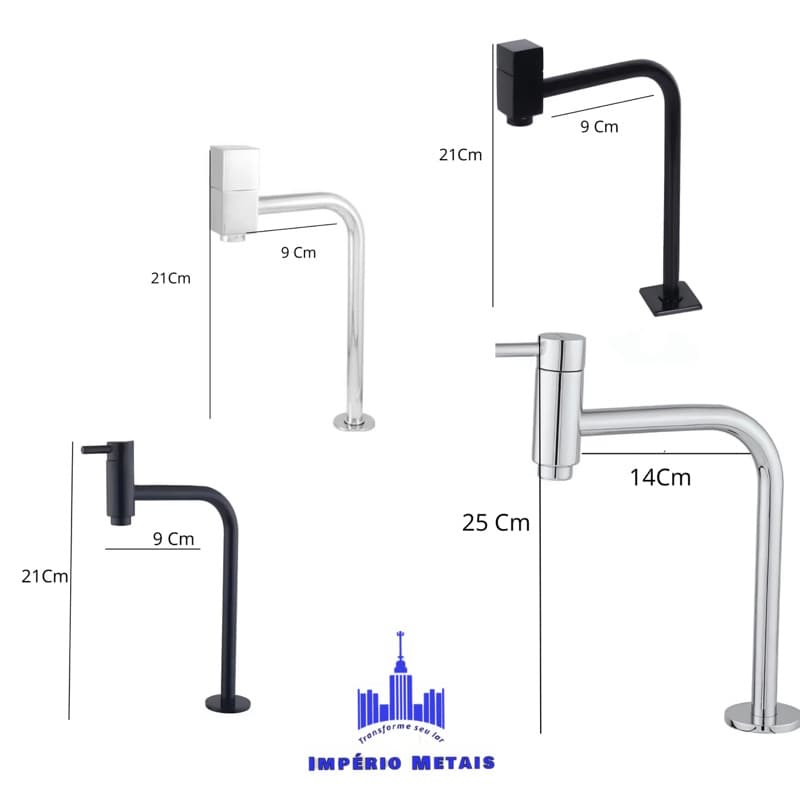 Torneira 3050 90° Baixa/Média Cromada/Preta Com Válvula Click 1.1/4 opcional