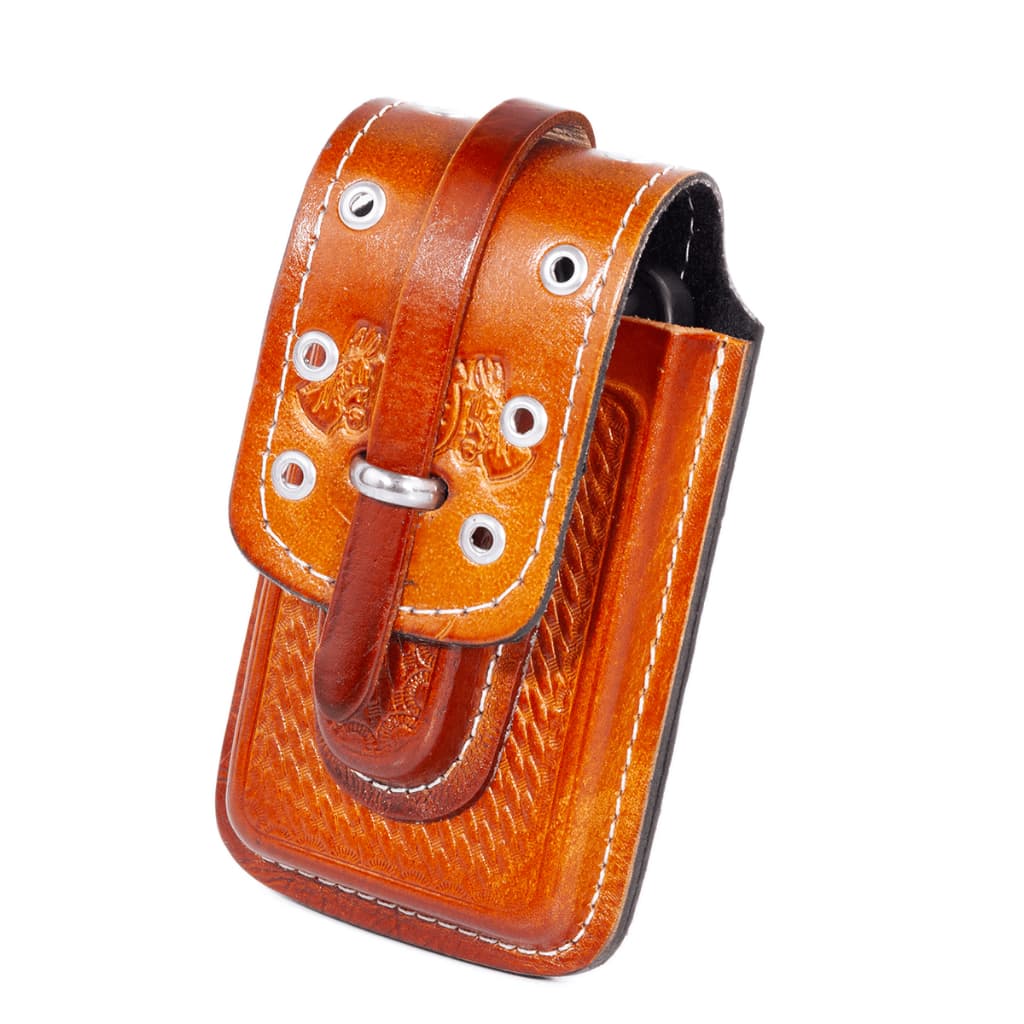 Bainha Com Ilhós Com Porta Canivete Em Couro Legitimo Porta Celular