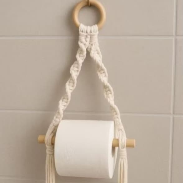 suporte de papel higiênico  em macrame 40 cm Feito a mão