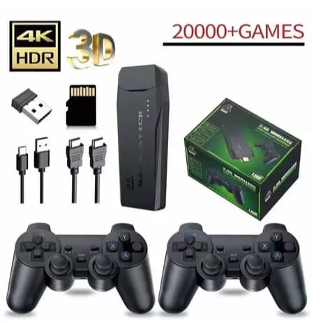 20000+ M8 Videogame Stick 4K 64gb 2 Controles Sem Fio Console Portatil Jogos Retro Antigo Original ANG