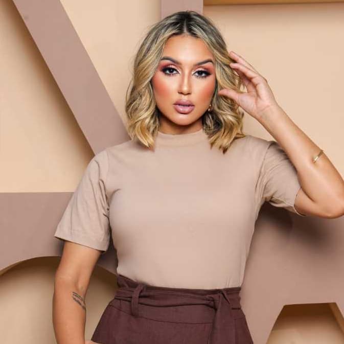 Blusas T-shirt Gola Alta Blusa  Feminina Gola Alta em Ribana Camiseta básica 100% Algodão Premium