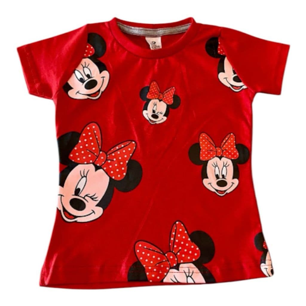 Blusa Minnie DIsney Mickey Infantil Camiseta Feminina Minnie Mickeyi Verão Inverno  2 ao 12