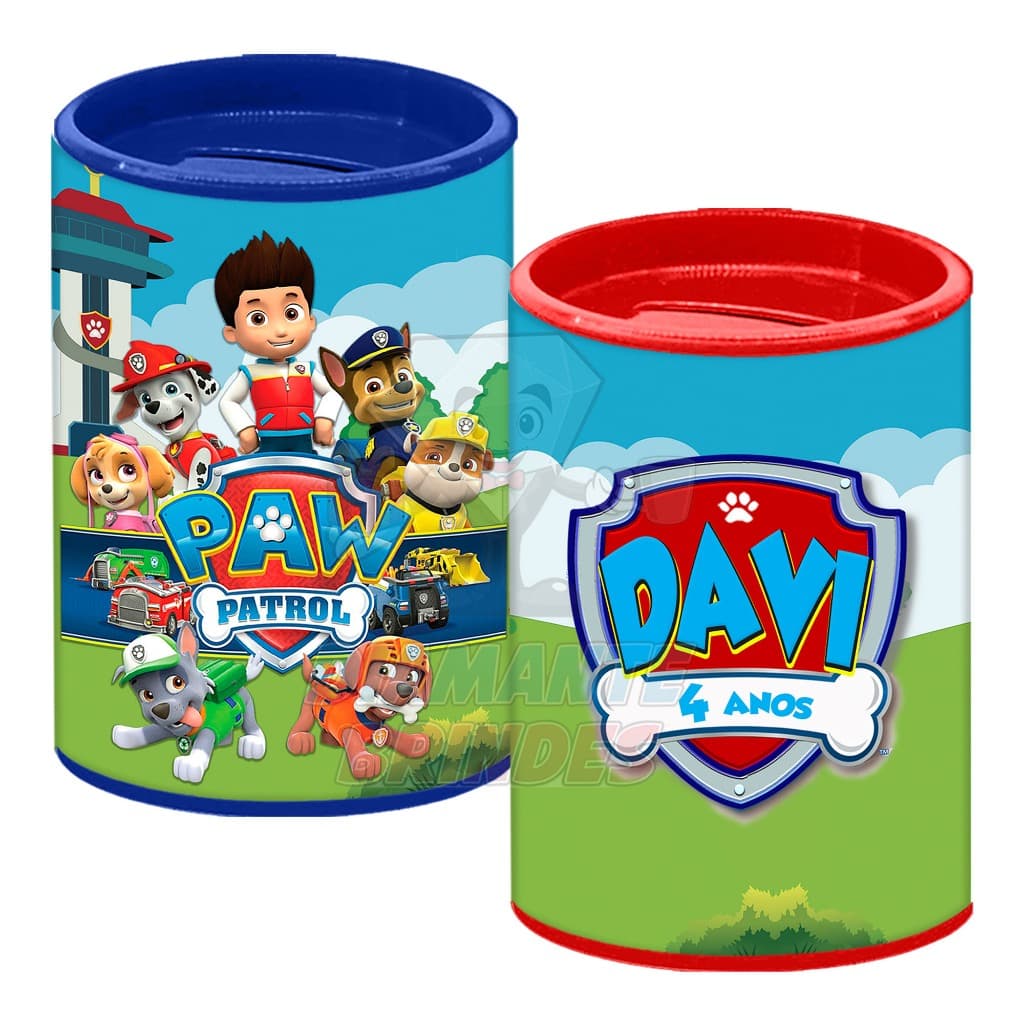 Cofrinho Personalizado Patrulha Canina Cofre Lembrancinha Aniversário Festa Infantil Envio Rápido