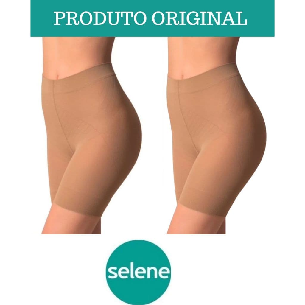 Kit 2 Shorts Modelador Feminino Selene Original Sem Costuras Laterais Elastano 9815
