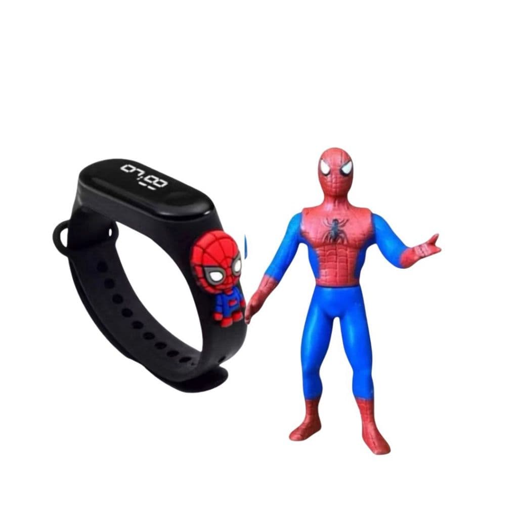 Kit Boneco Homem Aranha + Relógio Digital