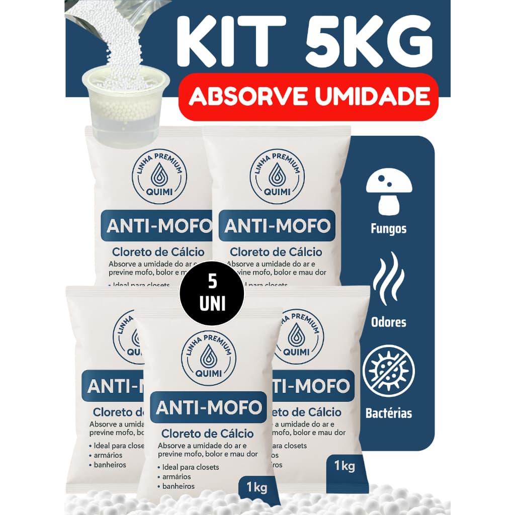 Kit Cloreto De Cálcio PREMIUM Refil Anti Mofo Granulado Bolinhas Guarda Roupas Armario Desumificador