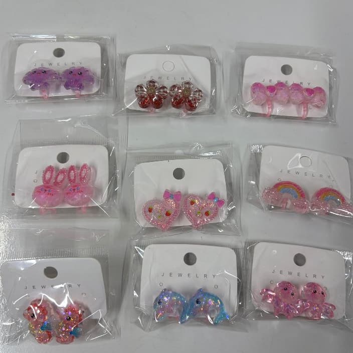 Brincos falsos coloridos para meninas princesas sem orelhas furadas