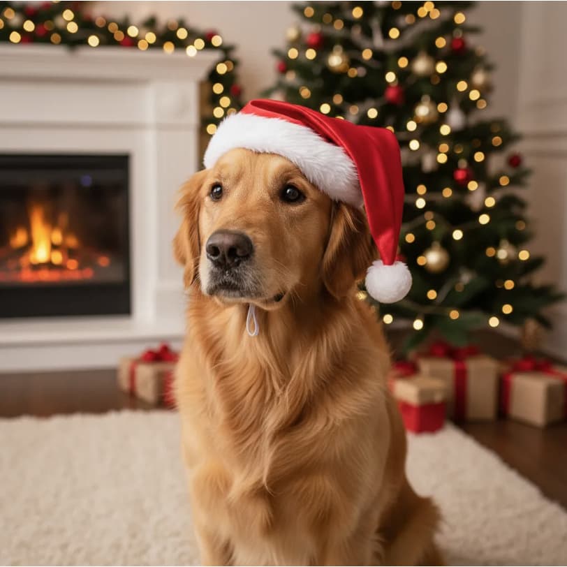 Gorro de Natal Para Cachorros Pets Cachorras Cetim Touquinha com Elástico