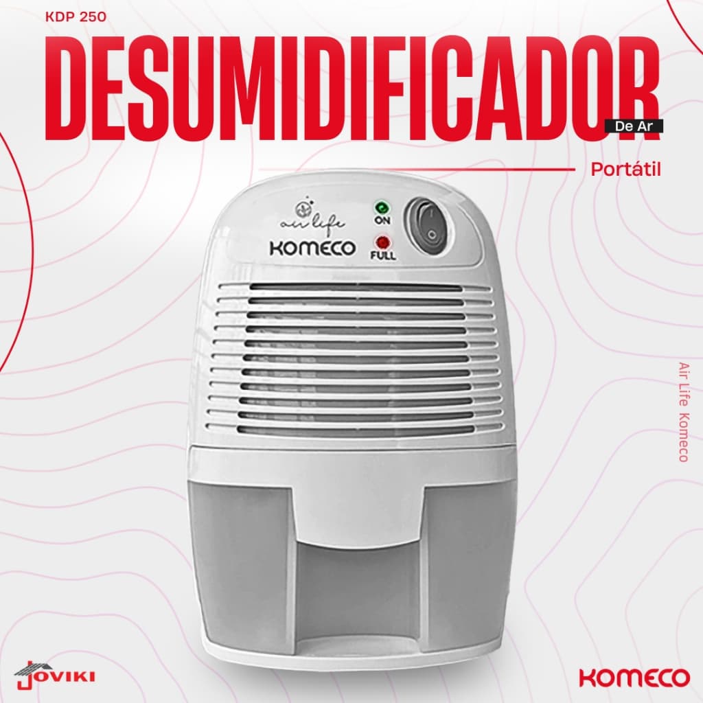 Mini Desumidificador de Ar Portátil Komeco Peltier KDP250 Antimofo BIVOLT