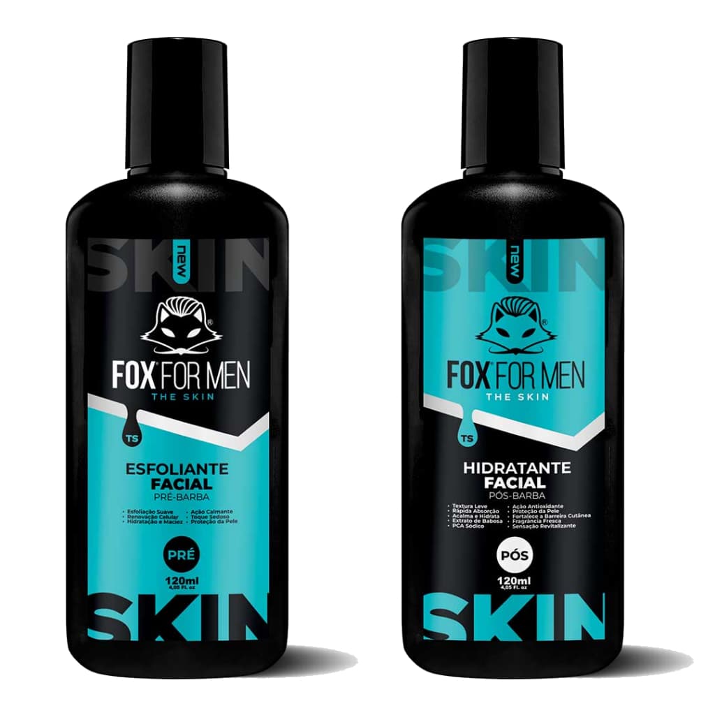 KIT SKINCARE MASCULINO - LIMPEZA DE PELE + HIDRATAÇÃO FACIAL FOX FOR MEN