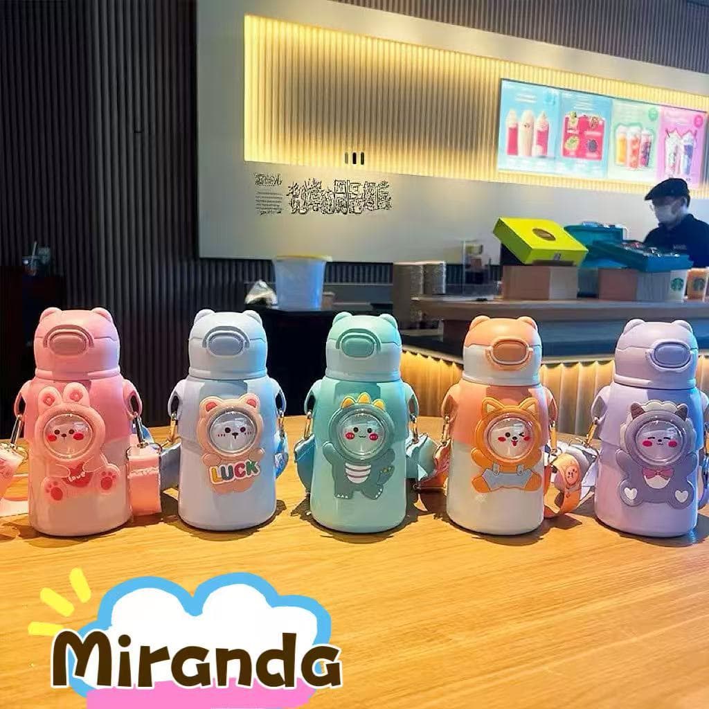 Garrafa térmica infantil  com canudo e alça 500/520ml Copo em aço inox --1330