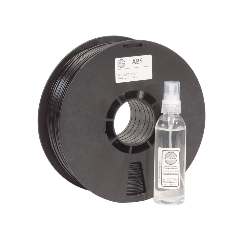 Filamento ABS premium preto Impressora 3d 1,75mm 1.75 mm 1kg + Adesivo líquido