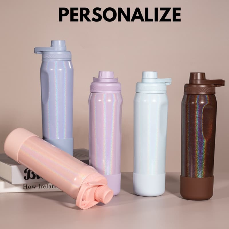Garrafa Térmica Água Inox 650ml 950ml Personalizada Nome Hydra Rainbow  Esporte Academia Gelada