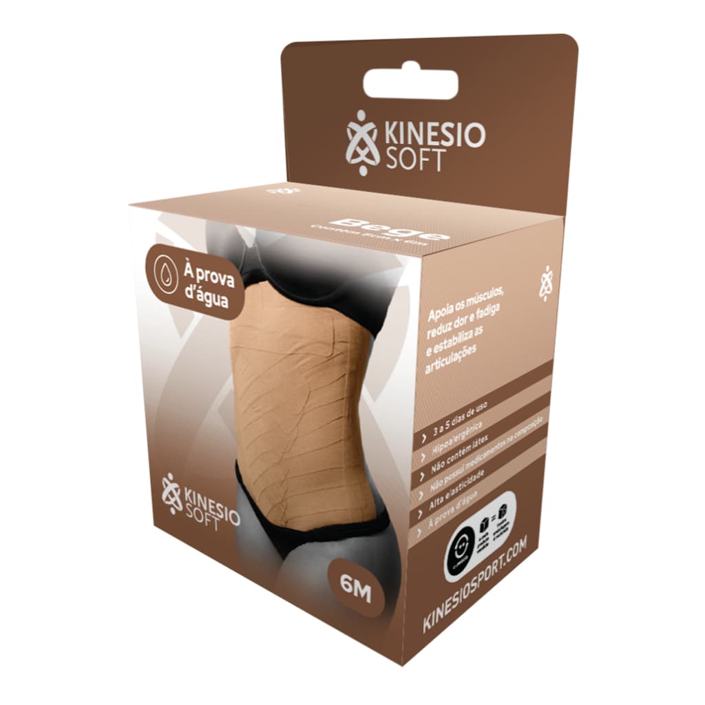 Bandagem Elastica Adesiva Kinesio - KinesioSport SOFT 5cm x 6m - Bege