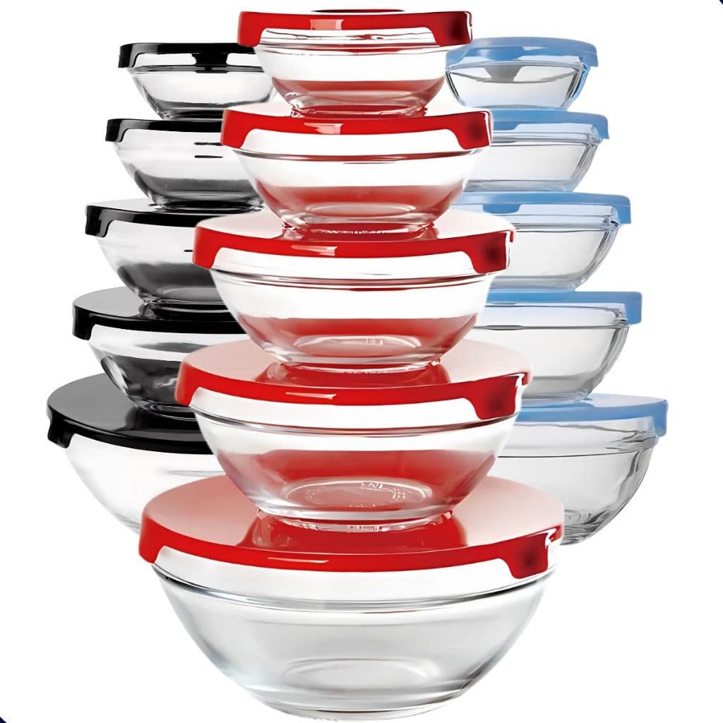 Conjunto 5 Potes Vidro Com Tampa Jogo De Vasilhas Tigelas Bowls Marmita Armazenamento De Alimentos