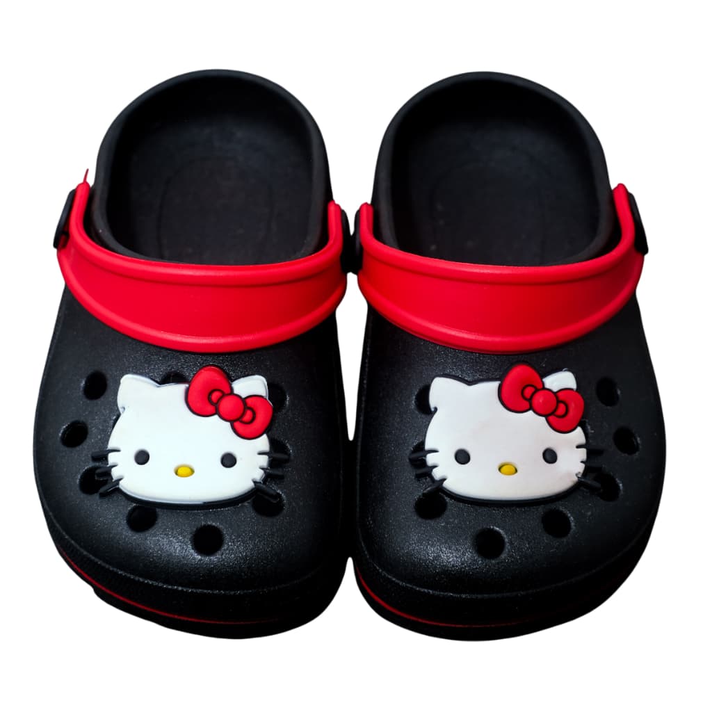 Sandália Babuche Infantil Menina Hello Confortável Preto Vermelho Antiderrapante