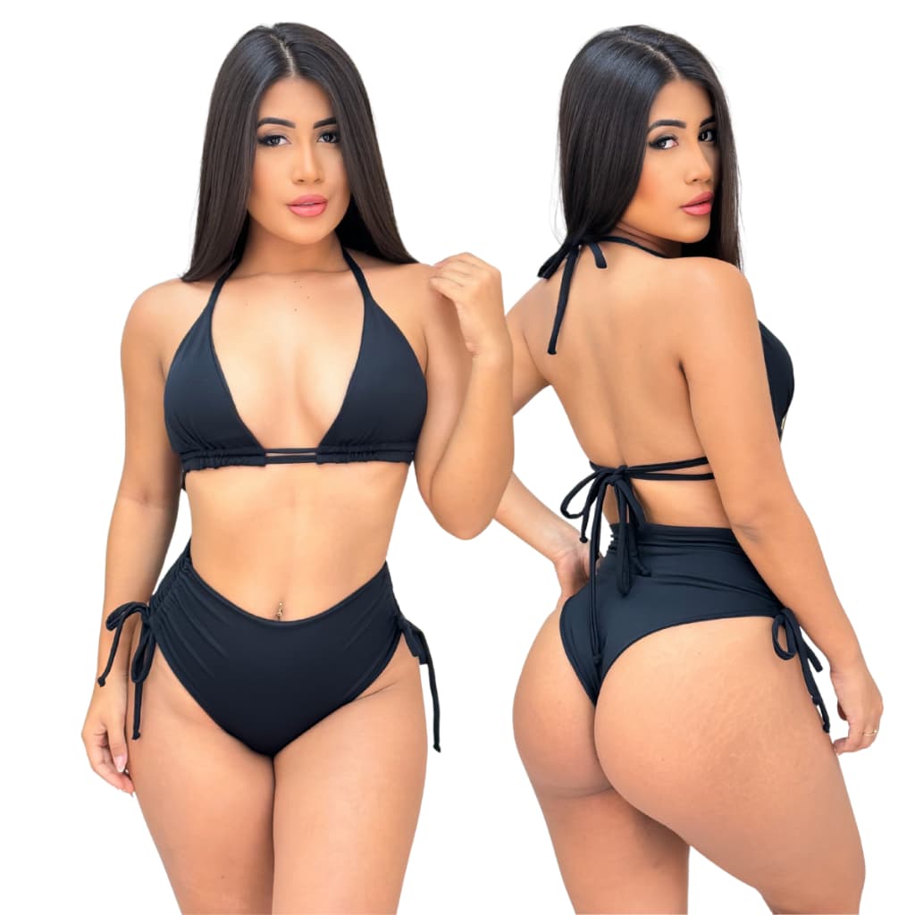 Biquíni Cortininha Com Bojo Calcinha Cintura Alta Drapeado Suplex Biquini Feminino Hot Pant