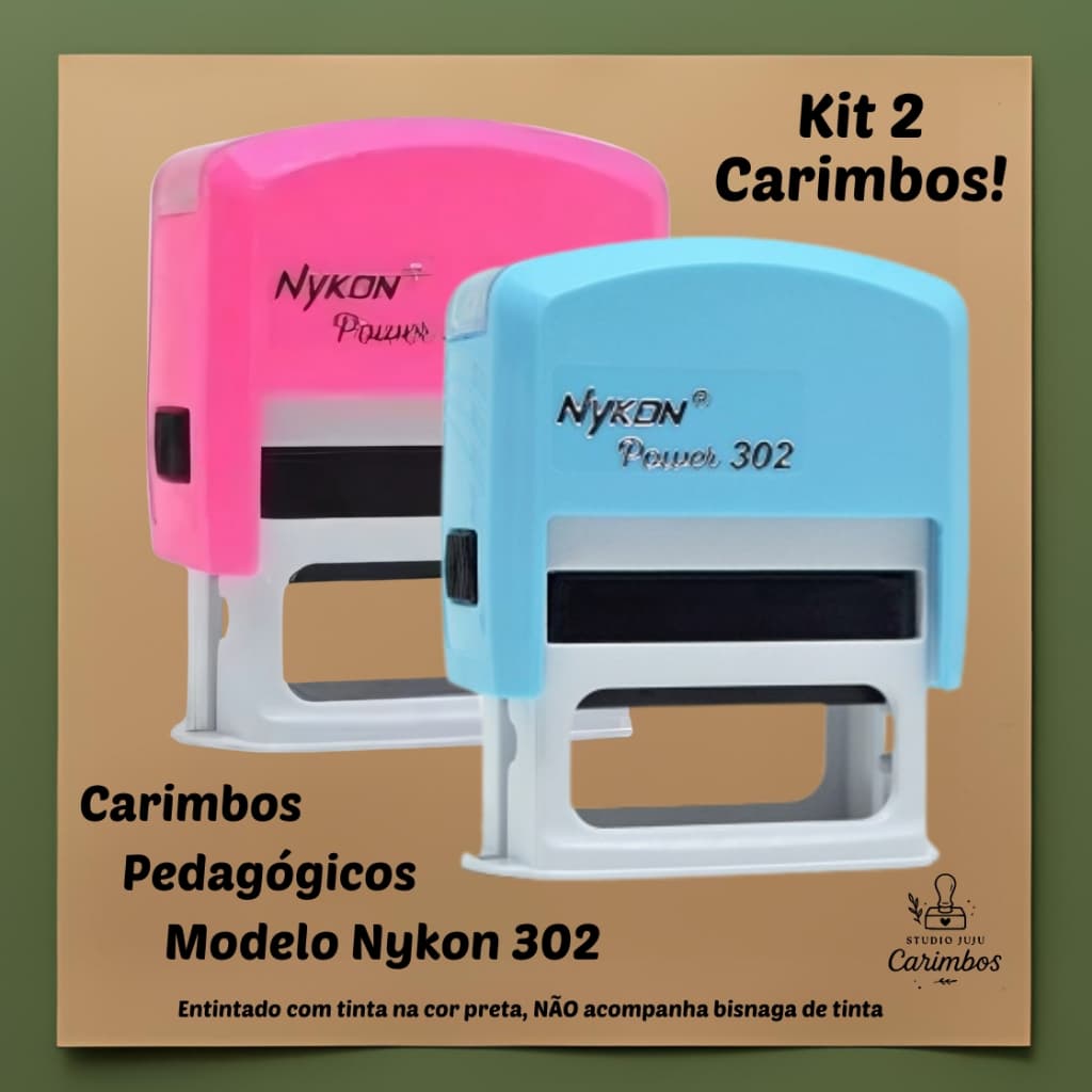 kit com 2 carimbos pedagógicos / professores personalizado - Nykon 302