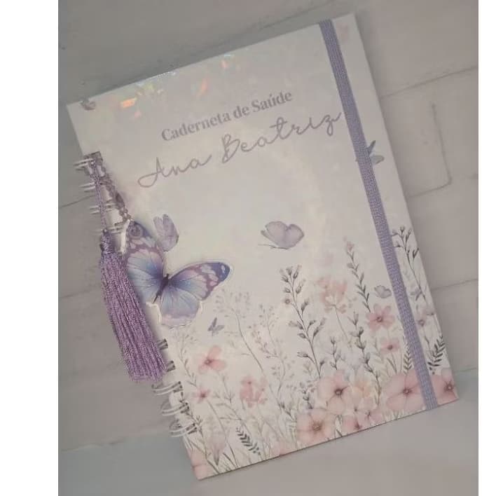 📒 Caderneta de Saúde Personalizada com Bolso Exclusivo | Elástico + Tassel + Chaveiro