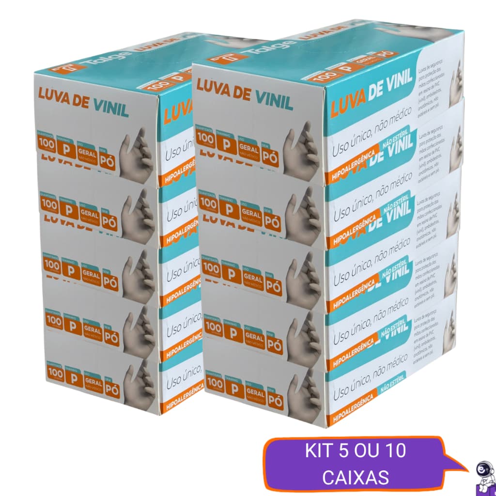Kit 5 Ou 10 Caixas De Luva Vinil Transparente Medix 1000 Unidades Sem Pó Procedimento