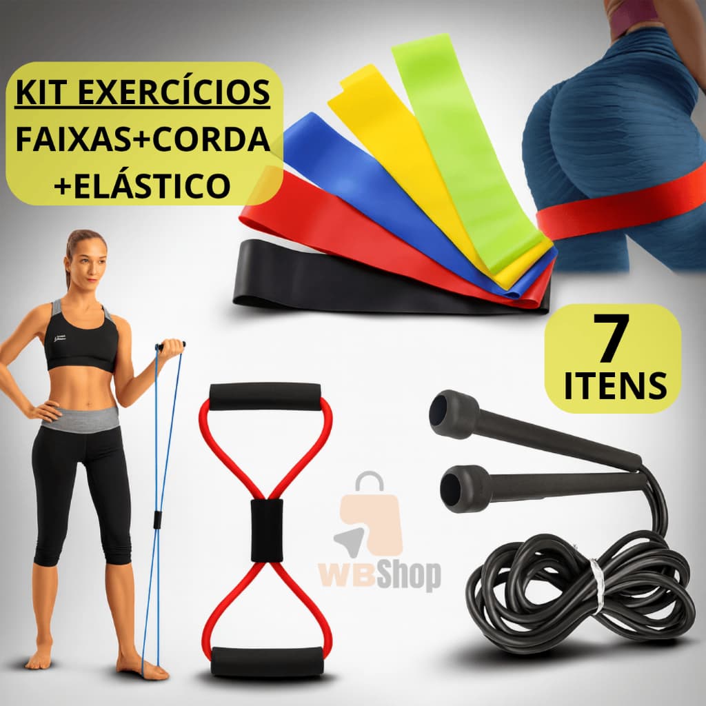 Faixa Mini Band Elástico Para Exercício Fisioterapia + Elástico Extensor Cross Tube Ginastica