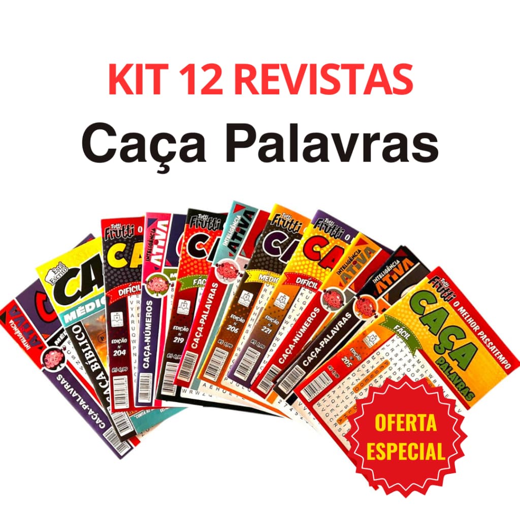 KIT 12 CAÇA PALAVRAS - FÁCIL, MÉDIO E DIFÍCIL - ENVIO IMEDIATO