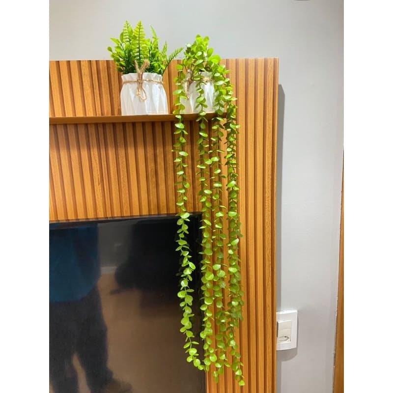 Kit 2 arranjos de flores artificiais Decorativas com Folhagens Artificiais: Eucalipto Pendente e Folhagem com Laço