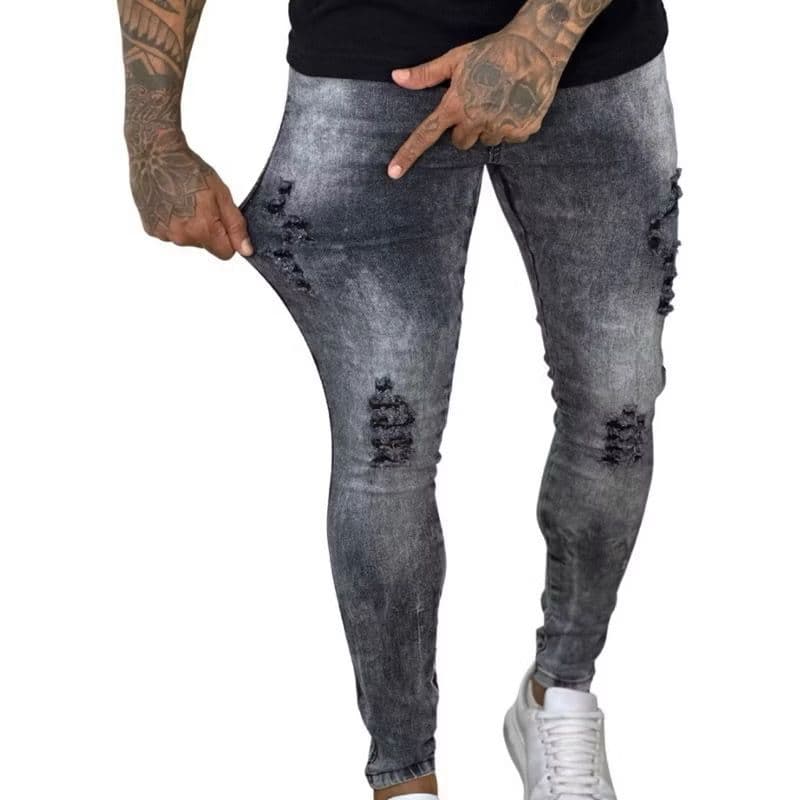 “Calça Jeans Skinny Rasgada Masculina – Estilo Destroyed /