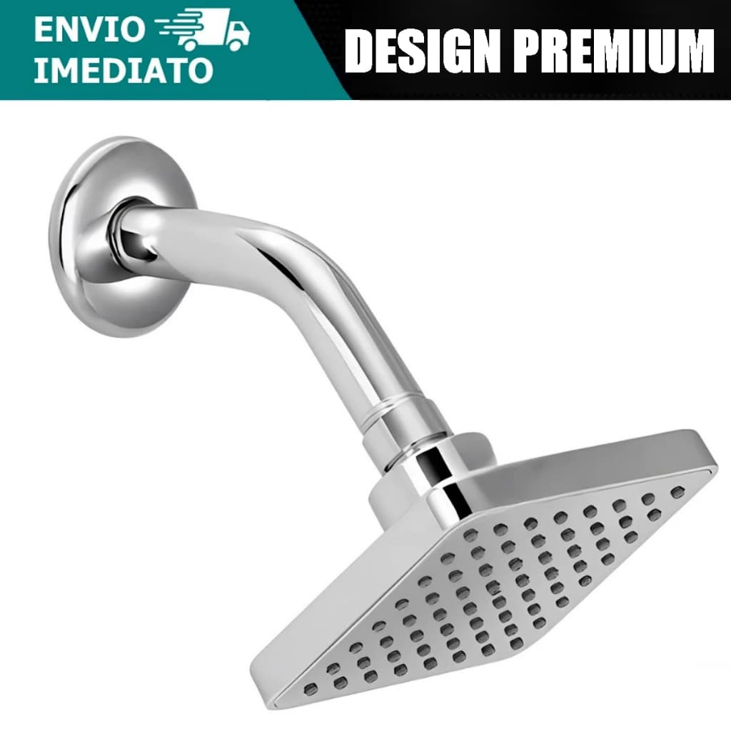 Ducha Chuveiro ABS Cromado Articulado Quadrado 85mm Para Aquecedor Solar Ou Gás Piscina Área Externa