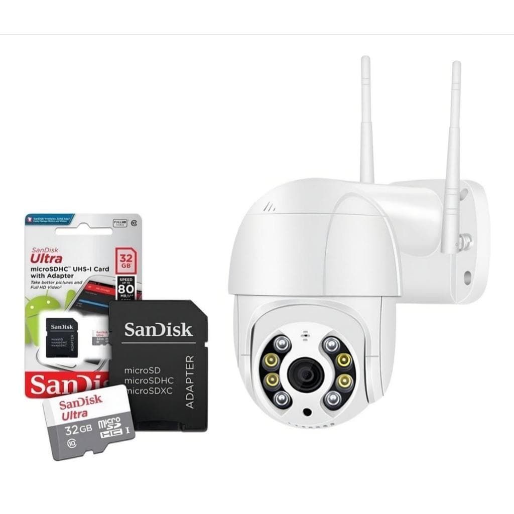 Câmera Ip Speed Dome Inteligente Mais Cartão Memória 128GB Sd 3 Cor Branco