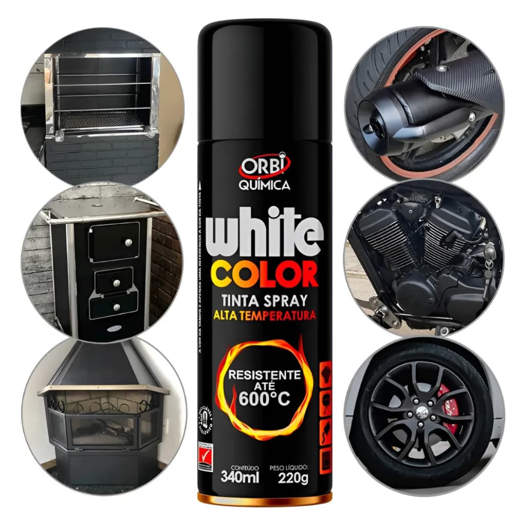 Spray Tinta Preto Alta Temperatura Para Canos Motores 600°C