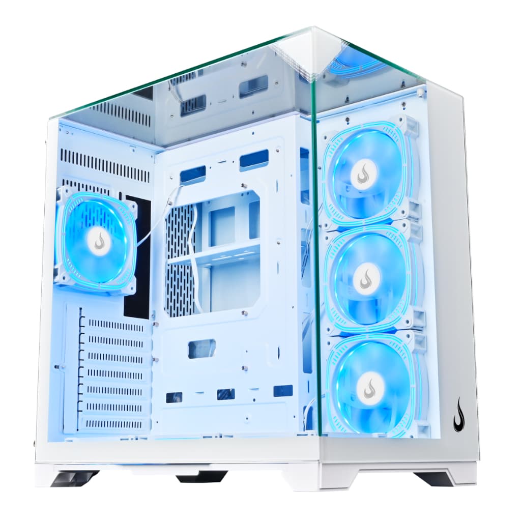 Gabinete Gamer Aquário | Rise Mode | Full Glass White | S/fan