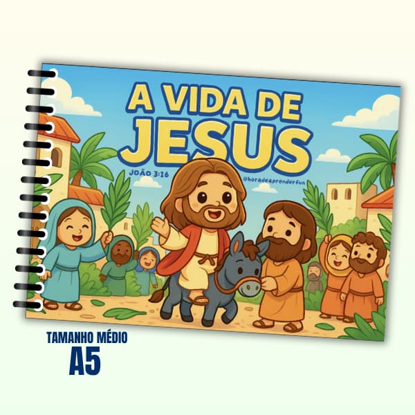 LIVRO DE COLORIR - A VIDA DE JESUS (A5) | 31 ILUSTRAÇÕES + PLÁSTICO PARA NÃO MANCHAR