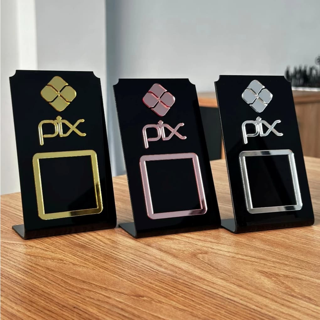 Suporte Placa Pix de Balcão - QR Code Para Escritório Sala Loja Spa Estudio Salão