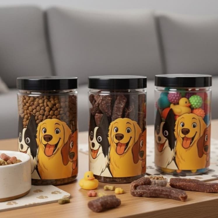 Pote Multiuso para Ração, Petiscos e Brinquedos Pets – Dogs – Boca Larga 1700ml – Porta Ração, petiscos brinquedos