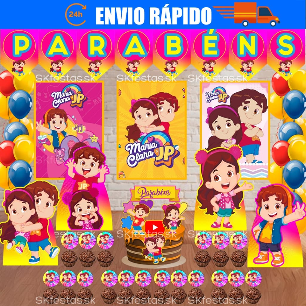Kit Festa - Maria Clara e JP - Youtube - Maria Clara JP - Aniversário-Festa - Mêsversário