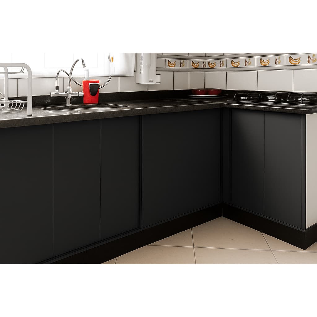 Forro Pvc Liso Junta Seca Preto 20cm larguraX8mm espessura - 6 Réguas com 100cm cada