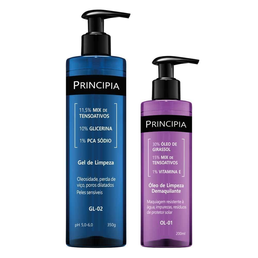 Principia Kit Limpeza Profunda Todo Tipo de Pele c/ Gel de Limpeza GL-02 + Óleo de Limpeza OL-01