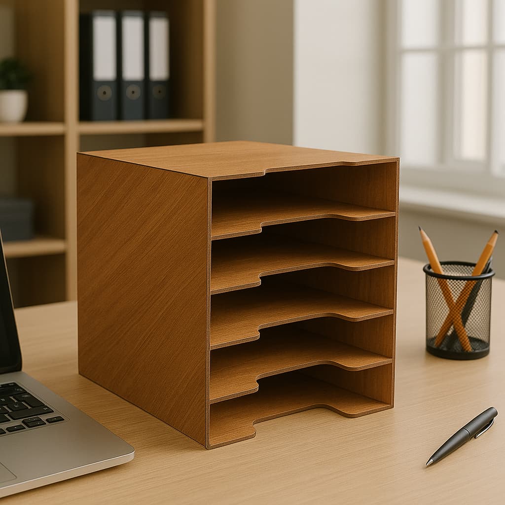 Organizador de Papéis 5 Divisórias em MDF - Escolha sua cor