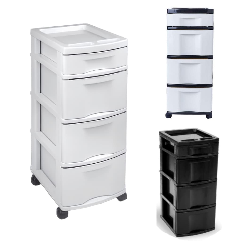 Gaveteiro Organizador Plástico 4 Gavetas Com Rodinhas